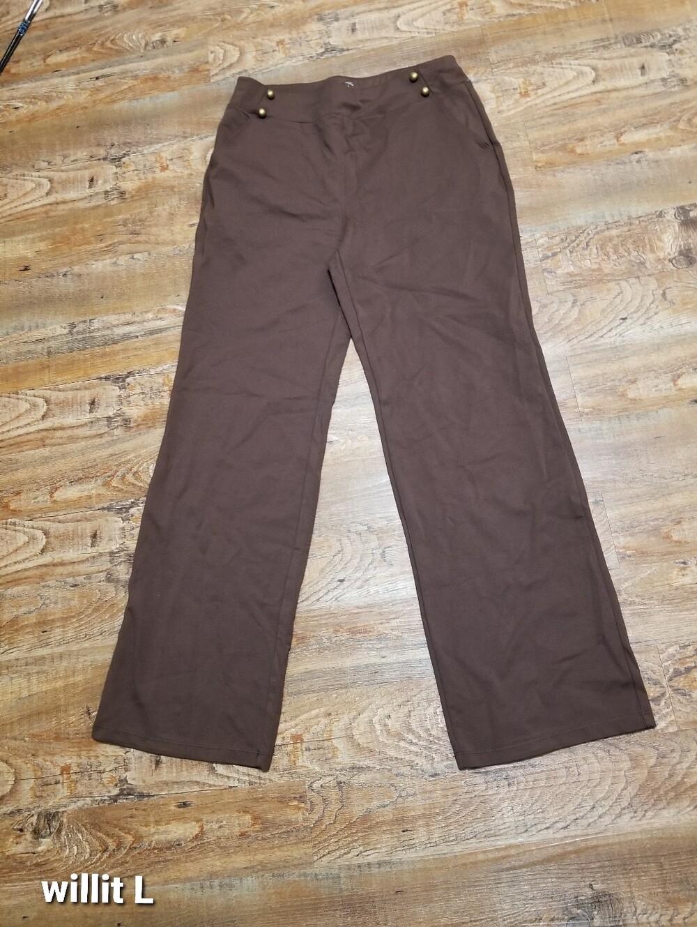 Willit Pants Straight Leg Large Stretchy Brown Nwtag